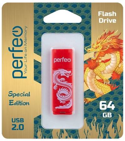 Флеш Perfeo USB 64GB C04 Red Dragon 19848882057312