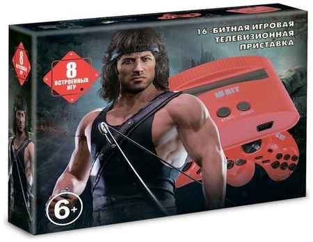 Игровая приставка 16 bit Rambo (8 в 1) + 8 встроенных игр + 2 геймпада (Красная) 19848901365631