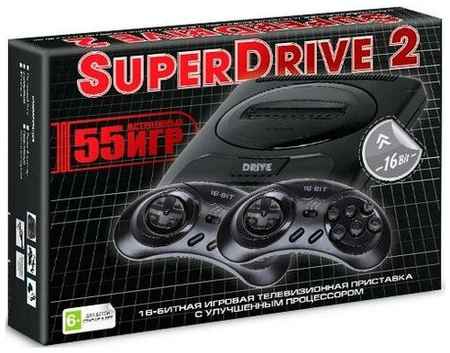 Игровая приставка 16 bit Super Drive 2 Classic (55 в 1) + 55 встроенных игр + 2 геймпада (Черная)