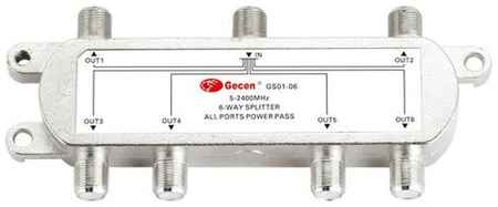 Вседиапазонный делитель Gecen GS 01-06 на 6 точек, для спутникового, эфирного, кабельного тв