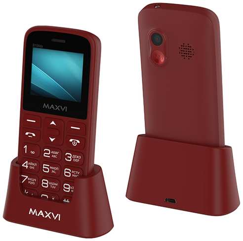 Телефон MAXVI B100DS, 2 SIM, винный красный 19848906004345