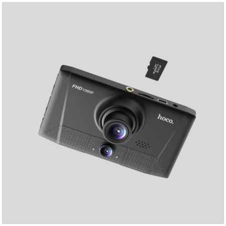 Видеорегистратор с тремя камерами, съемка салона, запись FullHD, Hoco DI17, черный 19848906138185