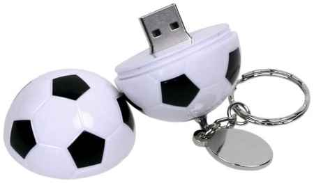 Пластиковая флешка для нанесения логотипа в виде футбольного мяча (16 Гб / GB USB 2.0 Белый/White Football по индивидуальному дизайну заказчика) 19848906240048