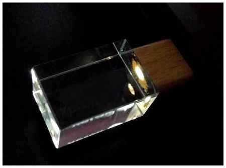 Флешка из светлого дерева с кристаллом под гравировку 3D логотипа (64 Гб / GB USB 2.0 / cristal_Wood-01. W нанесение недорого оптом)