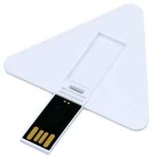 Треугольная флешка пластиковая карта для нанесения логотипа (64 Гб / GB USB 2.0 Белый MINI_CARD3 Flash drive визитка) 19848906247036