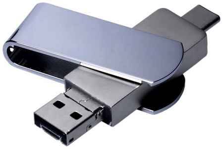 Centersuvenir.com Флешка поворотный механизм c дополнительным разъемом Micro USB (32 Гб / GB USB 2.0/USB Type-C/microUSB /Silver OTG235)