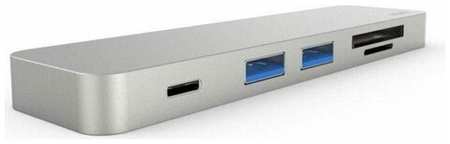 Переходник - Хаб WiWU T8 x2 Type C to x2 USB 3.0, x2 Type C, HDMI, Cardreader 7 in 1 Adapter Grey 19848906333416
