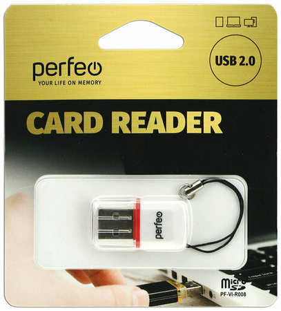 Картридер microSD(G)-USB(A) Perfeo, белый 19848909920752