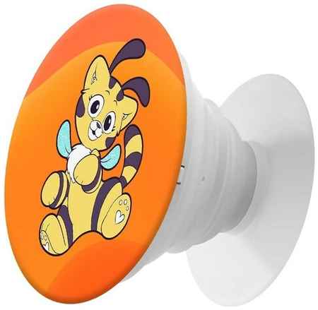 Пластмассовый держатель / подставка для телефона Krutoff для телефона Попсокет Хаги Ваги - Кошка-Пчёлка рисунок