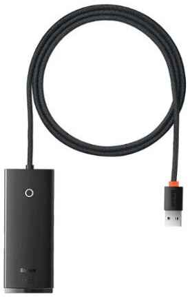 Хаб Baseus Lite Series 4-Port USB-A HUB Adapter (USB-A to USB 3.0x4 ) 1м (WKQX030401) черный 19848939809128