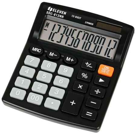 Калькулятор Eleven настольный, 12 разрядов, двойное питание, 127х105х21 мм, черный (SDC-812NR) 19848943721899