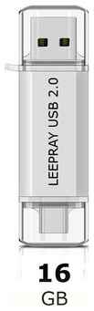 Leepray USB 2.0/Type-C Flash Накопитель 16 ГБ/16 GB/USB 16/Флэшка 16 GB/Type-C 19848954826881