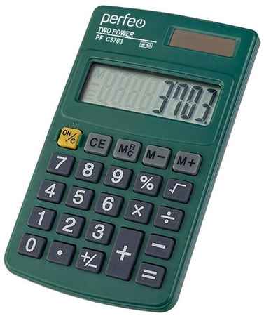 Perfeo калькулятор PF_C3703, карманный, 8-разр, зелёный 19848955529381