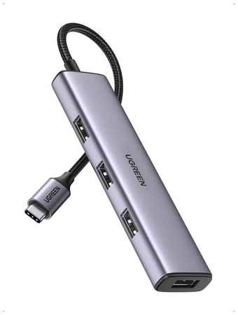 USB-Хаб UGREEN CM473 (20841) USB-C to 4*USB 3.0 Hub. Цвет: серый 19848956461922