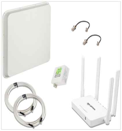 KROKS Комплект 4G LTE Модем 3372H-153 + WiFI Роутер OS Zyxel + MiMO Антенна KAA-20 Безлимитный Интернет для Дома и Дачи