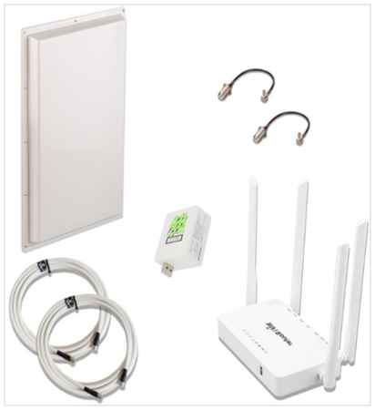 KROKS Комплект 4G LTE Модем 3372H-153 + WiFI Роутер OS Zyxel + MiMO Антенна KAA-18 Безлимитный Интернет для Дома и Дачи