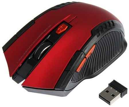 Мышь LuazON MB-2.6, беспроводная, оптическая,1600 dpi, 2xAAA (не в компл, USB, черно-красная