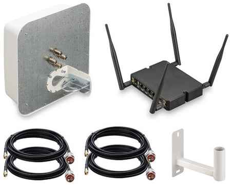 Комплект KROKS MiMo 4x4 гигабитный роутер Rt-Cse m12-G 3G 4G LTE Cat.12 до 600 Мбит/с WiFi 2,4+5 ГГц с антенной KAA18-1700/2700-4x4 +4 кабеля по 5м 19848983066184