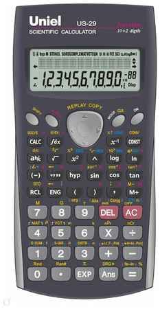 Калькулятор инженерный Uniel US-29, 162*79*15, 10+2 разр, 401 функц, 2-стр. диспл, программируемый 19848985064912