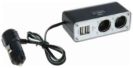 Разветвитель прикуривателя TORSO, 2 гнезда, 2 USB, 12/24 В, провод 65 см 19848985478375