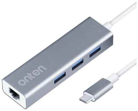 Разветвитель адаптер переходник Type-C HUB Хаб Onten OTN-9595 4в1 3 порта USB 3.0+RJ45 Ethernet 0.2м 19848999512595