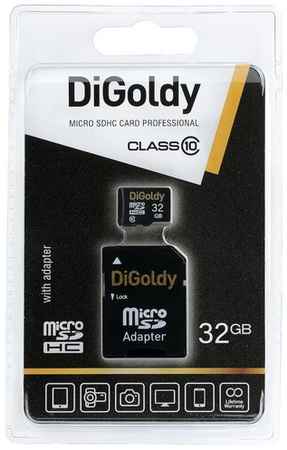 Карта памяти Digoldy microSDHC 32 ГБ Class 10, V10, A1, UHS-I U1, адаптер на SD, 1 шт., черный 1984983960