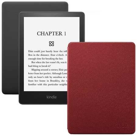 Электронная книга Amazon Kindle PaperWhite 2021 8Gb Ad-Supported + фирменная обложка Кожа Merlot