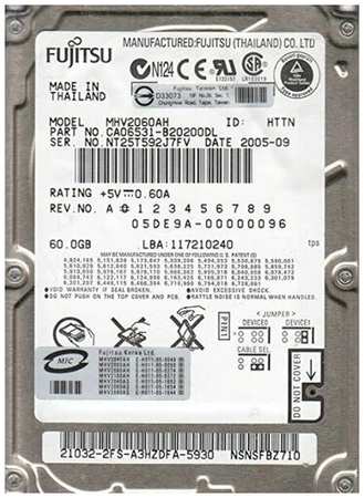 Жесткий диск Fujitsu CA06531-B20200DL 60Gb 5400 IDE 2,5″ HDD