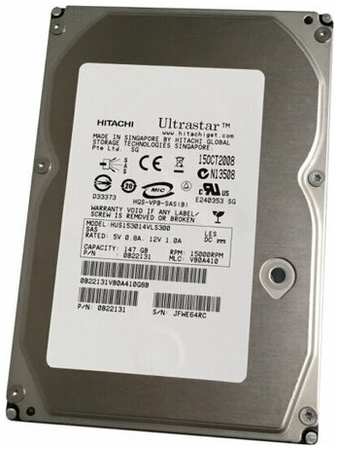 Жесткий диск Hitachi HUS153014VLS300 147Gb SAS 3,5″ HDD 198565059029
