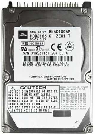 Жесткий диск Toshiba HDD2166 40Gb 4200 IDE 2,5″ HDD 198565093734
