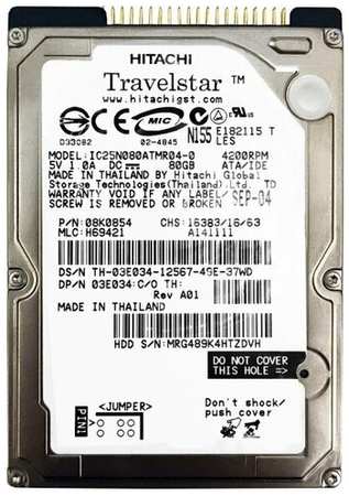 Жесткий диск Hitachi 312954-002 80Gb 4200 IDE 2,5″ HDD 198565102149