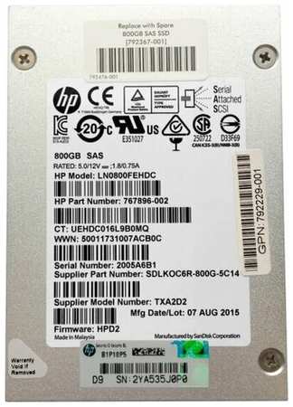 Жесткий диск HP 792227-B21 800Gb SAS 2,5″ SSD 198565124347