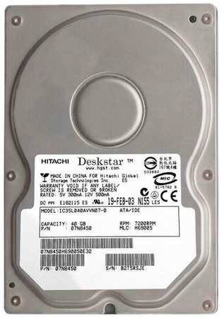 Жесткий диск IBM 07N8450 40Gb 7200 IDE 3.5″ HDD 198565162569