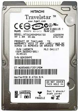 Жесткий диск Hitachi 14R9079 40Gb 4200 IDE 2,5″ HDD 198565186172