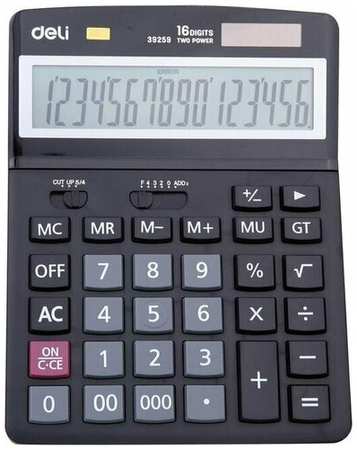Калькулятор настольный полноразмерный Deli E39259 16-разрядный черный, 1407152 198567857301