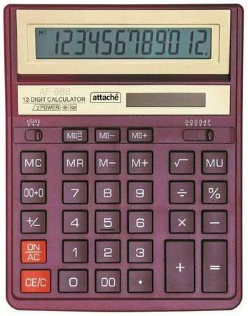 Калькулятор настольный Attache AF-888 12-разрядный красный 204х158х32 мм, 1572672 198567857310
