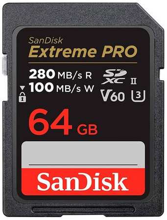 Карта памяти SanDisk SDXC 64GB Extreme PRO UHS-II V60 280/100MB/s 198582146555