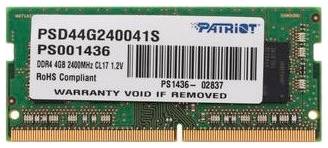 Оперативная память Patriot Memory SL 4 ГБ SODIMM CL17 PSD44G240041S 198590077351
