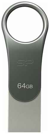 Флешка Silicon Power Mobile C80 64 ГБ, титаново-серый