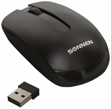 Мышь беспроводная SONNEN M-3032, USB, 1200 dpi, 2 кнопки + 1 колесо- кнопка, оптическая, черная, 512640