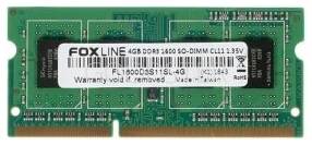 Оперативная память Foxline 4 ГБ DDR3L SODIMM CL11 FL1600D3S11SL-4G 1987993163