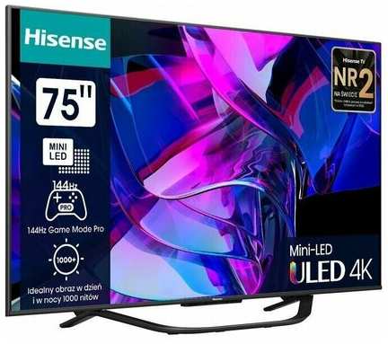 75″ Телевизор Hisense 75U7KQ, Ultra HD, 3840x2160, 120 Гц, Wi-Fi, Bluetooth