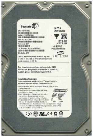 250 ГБ Внутренний жесткий диск Seagate 9BA363 (9BA363) 198900558901