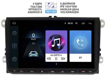Штатная магнитола Wide Media универсальная 9″ для автомобилей Volkswagen, Skoda [Android 9, 9 дюймов, WiFi, 1/32GB, 4 ядра]