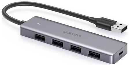 USB-концентратор UGreen 50985, разъемов: 4, 15 см, серый 198909384864