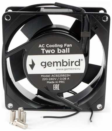 Вентилятор охлаждения Gembird, 92x92x25, AC, 220, подшипник, 2 pin, провод 30 см 198911654861