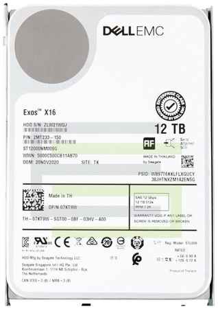 Жесткий диск Dell EMC 12TB 7.2K 12G 3.5″ SAS HDD ST12000NM009G HDD 07KT9W 198916974983
