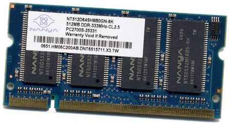 Оперативная память Nanya 512 МБ DDR 333 МГц SODIMM CL2.5 NT512D64SH8B0GN-6K 198934457995