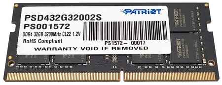 Оперативная память Patriot Memory SL 32 ГБ DDR4 3200 МГц SODIMM CL22 PSD432G32002S 198934458363