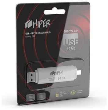 USB Flash Drive 64Gb - Hiper Groovy C HI-USBOTG64GBU787W
